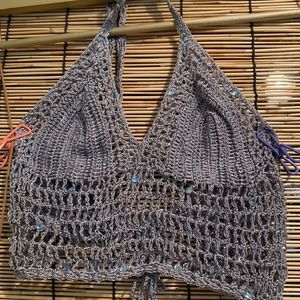 Knit skirt and top set with Swarovski crystals